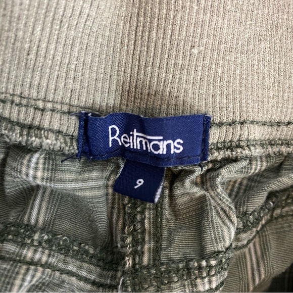 Reitmans Capris Cotton Green Plaid Sz 9 Roll Tab Cuffs Soft Band Elastic Waist - Picture 5 of 12